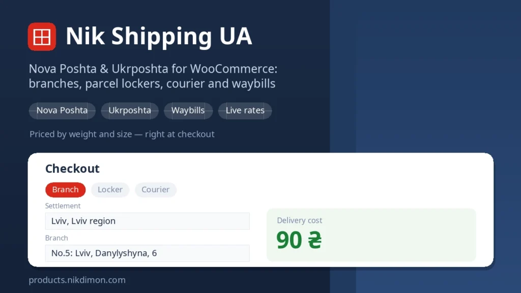 Nik Shipping UA — Nova Poshta & Ukrposhta for WooCommerce