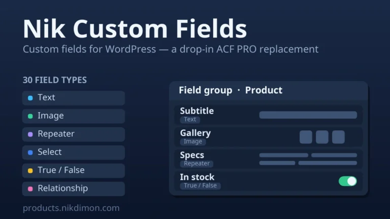 Nik Custom Fields — custom fields for WordPress