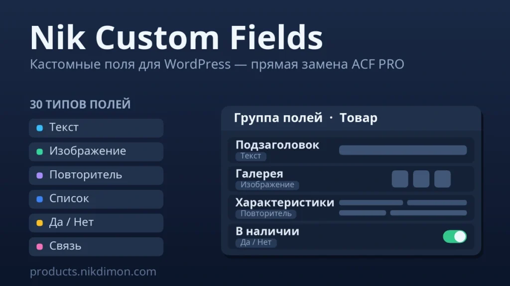 Nik Custom Fields — кастомные поля для WordPress
